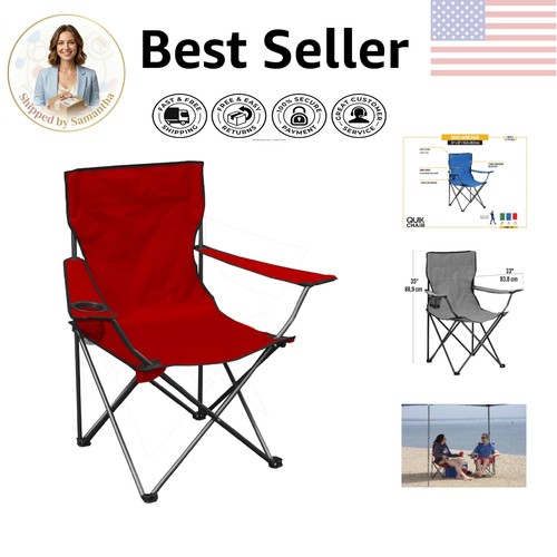 Durable red folding chair with - red,