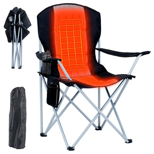 Folding heated camping chair - heated,