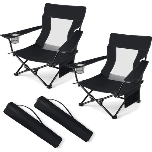 Oversized black beach - chairs,