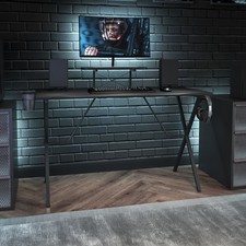 Black Gaming Desk with Cup