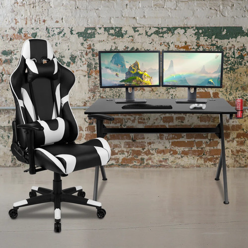 Black gaming desk set - desk, with